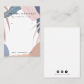 ミュートされたピンクと青のトロピカルリーフイヤリングディスプレイ 名刺 (正面/裏面)