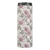 ミュートされたピンクのハイビスカスフラワーパターン タンブラー (裏面)