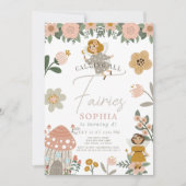 ミュートされたピンクのフローラフェアリーガール誕生日 招待状 (正面)