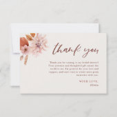 ミュートされたピンクのフローラブライダルシャワーサンキューカード サンキューカード (正面)