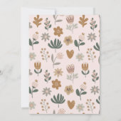 ミュートされたピンクのフローラ妖精の最初の誕生日 招待状 (裏面)