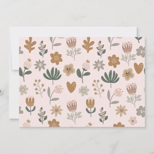 ミュートされたピンクのフローラ妖精ファースト誕生日写真 招待状 (裏面)