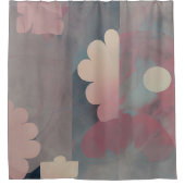 ミュートされたピンクの抽象芸術デイジー シャワーカーテン (正面)