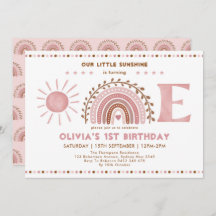 ミュートされたピンクブラウンレインボー&サンシャイン1st誕生日