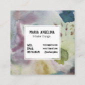 ミュートされたフォグの水カラー抽象芸術のアートスプモダンラッシュ スクエア名刺 (裏面)