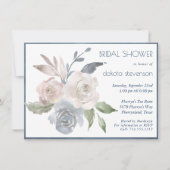 ミュートされたフローラブーケ |ソフトバラブライダルシャワー 招待状 (正面)