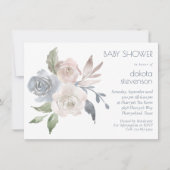 ミュートされたフローラブーケ |パステルバラベビーシャワー 招待状 (正面)