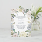 ミュートされたフローラリース |ブルーピンクイエロー結婚ズ 招待状 (スタンド正面)