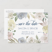 ミュートされたフローラリース |ブルーピンクイエロー結婚ズ 案内ポストカード (正面/裏面)