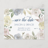 ミュートされたフローラリース |ブルーピンクイエロー結婚ズ 案内ポストカード (正面)