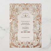 ミュートされたホワイトパーペネルヴィンテージモリスの日付を保存 箔招待状 (正面)