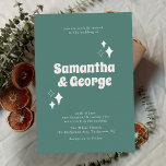 ミュートされたミントグリーン70s Groovy結婚の 招待状<br><div class="desc">ミュートMint Green 70s Groovy結婚式招待状</div>