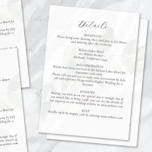 ミュートされたユーカリ結婚プタス詳細 エンクロージャーカード