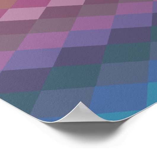 ミュートされたレインボーカラーの幾何学的なダイヤモンドのシェイプ ポスター (角)