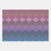 ミュートされたレインボーカラーの幾何学的なダイヤモンドのシェイプ ラッピングペーパーシート (正面3)