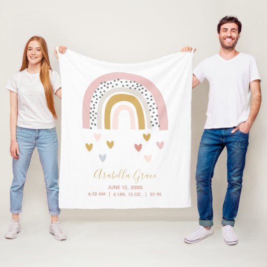 ミュートされたレインボーベビー統計トレンディー誕生レコード フリースブランケット (インサイチュ)