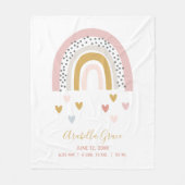 ミュートされたレインボーベビー統計トレンディー誕生レコード フリースブランケット (正面)