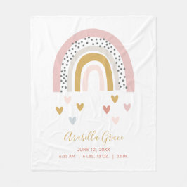 ミュートされたレインボーベビー統計トレンディー誕生レコード フリースブランケット