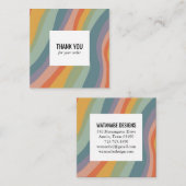 ミュートされたレインボーミニマリストの注文に感謝ストライプ スクエア名刺 (正面/裏面)
