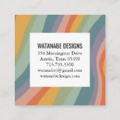 ミュートされたレインボーミニマリストの注文に感謝ストライプ スクエア名刺 (裏面)