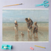 ミュートされたヴィンテージアートワークビーチシーン旧世界 薄葉紙 (クラフト)