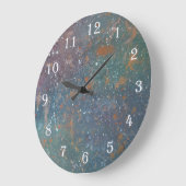 ミュートされた宝石のトーン |色擦り切れた白(ばちゃばちゃ)跳ねる ラージ壁時計 (傾斜)
