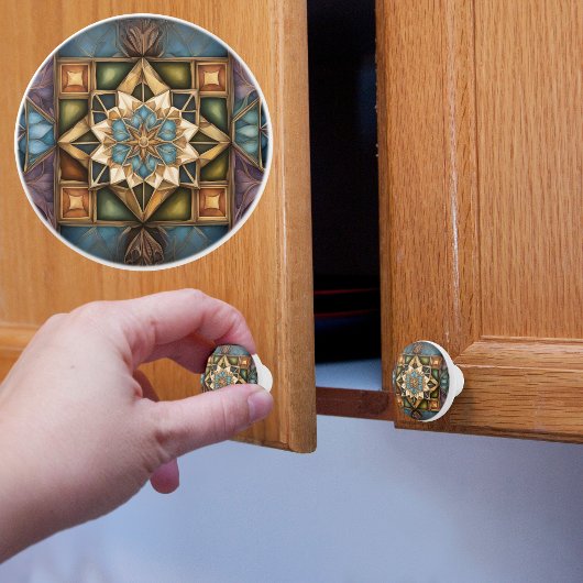 ミュートされた宝石の色のパターン セラミックノブ