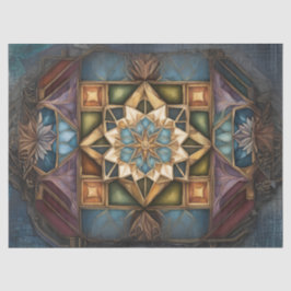 ミュートされた宝石の色のマンダラのデコページ 薄葉紙