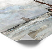 ミュートされた帆船絵画の水色 ポスター (角)