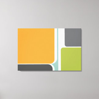 ミュートされた抽象芸術のレトロな色ブロックアート キャンバスプリント