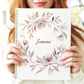 ミュートされた水色のフローラリース名前をカスタムする プランナー手帳