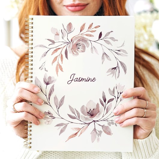 ミュートされた水色のフローラリース名前をカスタムする プランナー手帳