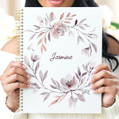 ミュートされた水色のフローラリース名前をカスタムする プランナー手帳