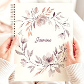 ミュートされた水色のフローラリース名前をカスタムする プランナー手帳