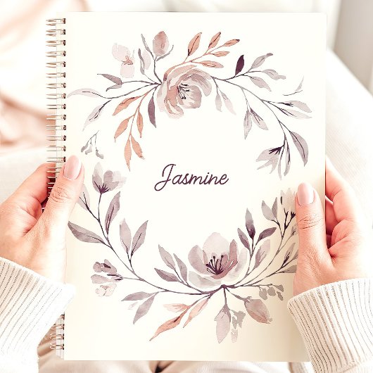 ミュートされた水色のフローラリース名前をカスタムする プランナー手帳