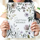 ミュートされた水色フローラ2025名前をカスタムする プランナー手帳