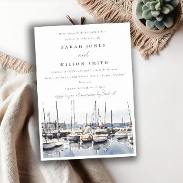 ミュートされた沿岸港のボート船外午前後 招待状