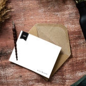 ミュートされた白黒名とイニシャル ノートカード