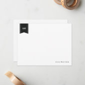 ミュートされた白黒名とイニシャル ノートカード (正面/裏面インサイチュ)