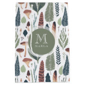 ミュートされた紅葉ウッドランドの葉模様 ミディアムペーパーバッグ (裏面)