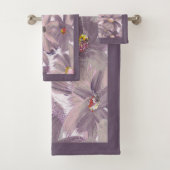 ミュートされた絵を描ピンクの花任意の色 バスタオルセット (インサイチュ)