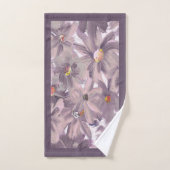 ミュートされた絵を描ピンクの花任意の色 バスタオルセット (ハンドタオル)