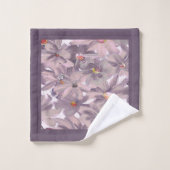 ミュートされた絵を描ピンクの花任意の色 バスタオルセット (ウォッシュタオル)