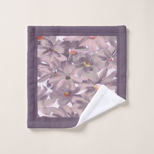 ミュートされた絵を描ピンクの花任意の色 バスタオルセット (ウォッシュタオル)