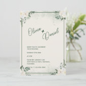 ミュートされた緑のミニマル結婚式招待状 招待状 (スタンド正面)