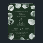 ミュートされた緑のユーカリのスクリプトモダンド結婚ス マグネット<br><div class="desc">緑とユーカリのスクリプトモダン結婚式招待状精製ミュート水色 – 暗い</div>