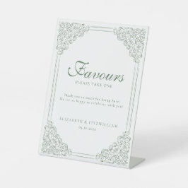 ミュートされた緑のヴィンテージ縁ど華美フレームの優先 台座サイン