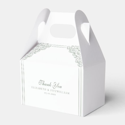 ミュートされた緑のヴィンテージ華美フレームの優先結婚効果 フェイバーボックス (正面サイド)