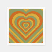 ミュートされた緑のGroovyレトロレイヤハート スタンダードカクテルナプキン (正面)