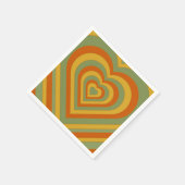 ミュートされた緑のGroovyレトロレイヤハート スタンダードカクテルナプキン (角)